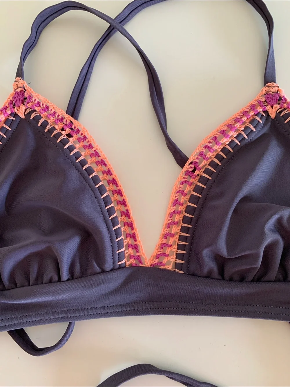 Xhilaration Black Bikini with Pink Accent Crochet